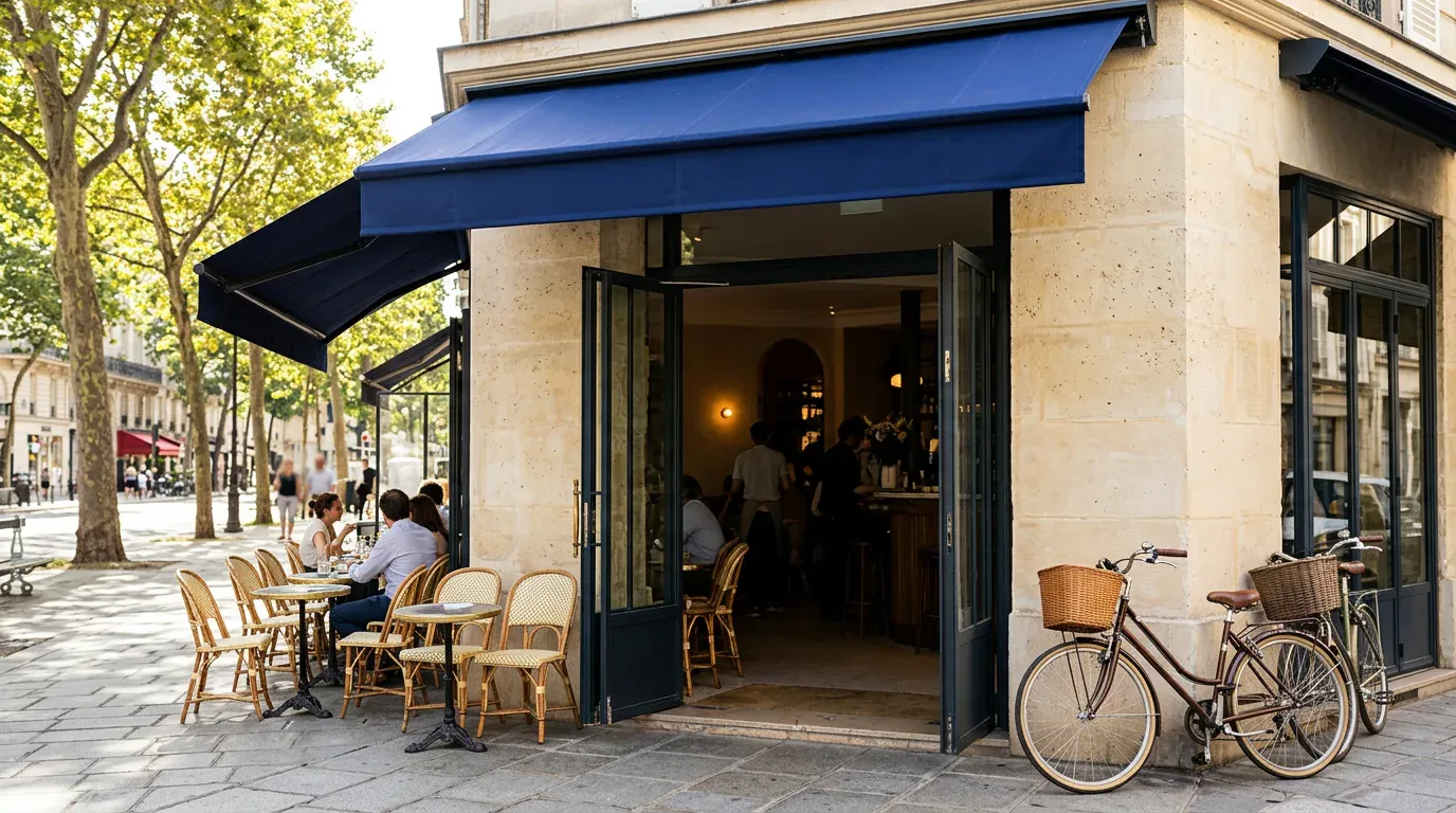 Restaurant parisien ouvert sur la rue
